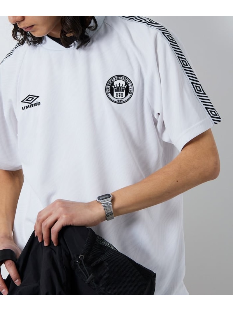 【SALE／30%OFF】UMBRO 別注 Line Soccer Game Shirt Double Logo フリークスストア トップス カットソー・Tシャツ ホワイト グリーン ネイビー【RBA_E】【送料無料】