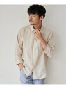 【SALE/20%OFF】ikka 【速乾】イージーケアリネンストライプ7分袖シャツ イッカ トップス シャツ・ブラウス ネイビー ベージュ【RBA_E】(4)