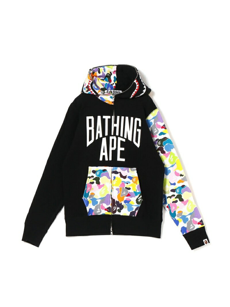 A BATHING APE MULTI CAMO NYC LOGO SHARK FULL ZIP HOODIE ア ベイシング エイプ トップス パーカー・フーディー ブラック グレー【送料無料】