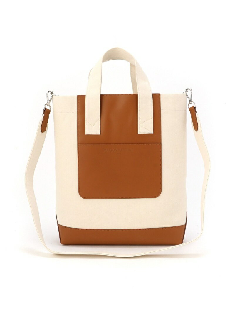 MAISONKITSUNEMAISONKITSUNE/(U)LEATHERamp;COTTONN/STOTEメゾンキツネバッグトートバッグブラウン【送料無料】