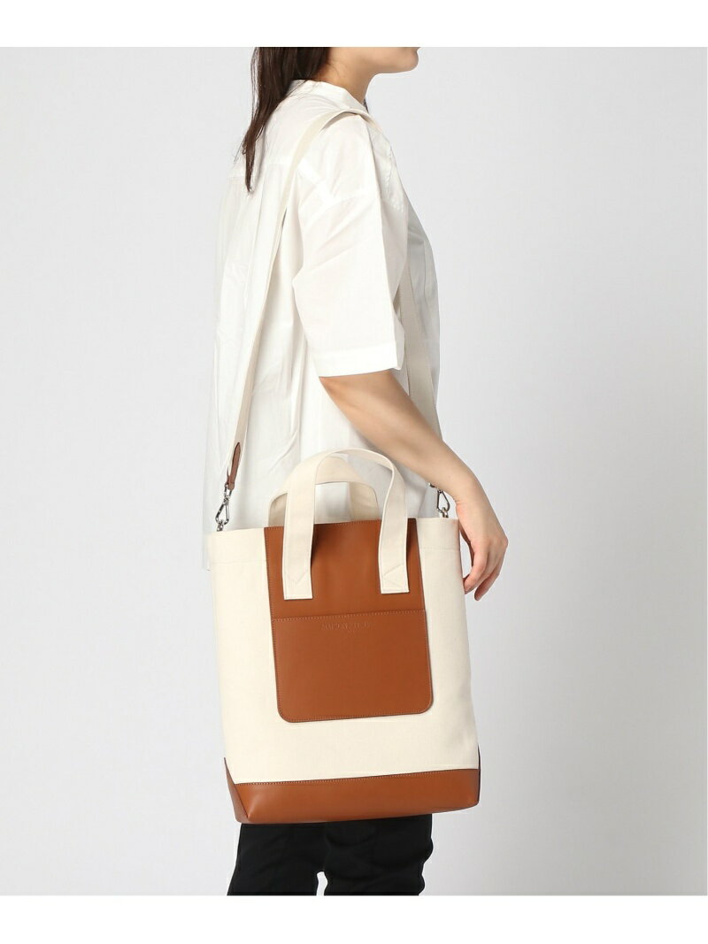 MAISONKITSUNEMAISONKITSUNE/(U)LEATHERamp;COTTONN/STOTEメゾンキツネバッグトートバッグブラウン【送料無料】