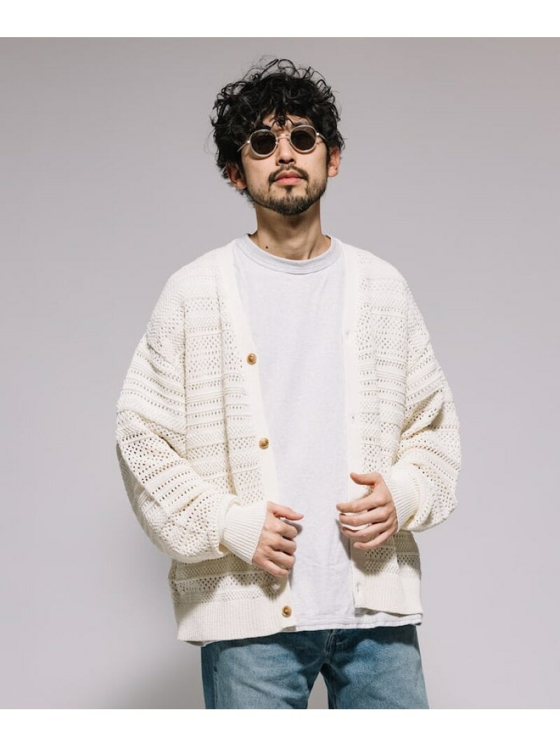 【SALE／60%OFF】FREAK'S STORE シアー ボーダー 透かし編み ニットカーディガン 25SS フリークスストア トップス カーディガン グレー ブラック ブルー ホワイト【RBA_E】のサムネイル