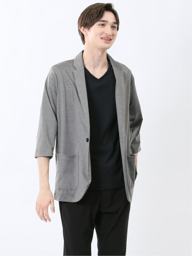 【SALE／30%OFF】TAKA-Q レーヨン混 2ボタン 7分袖ジャケット タカキュー トップス その他のトップス ネイビー グレー【RBA_E】【送料無料】