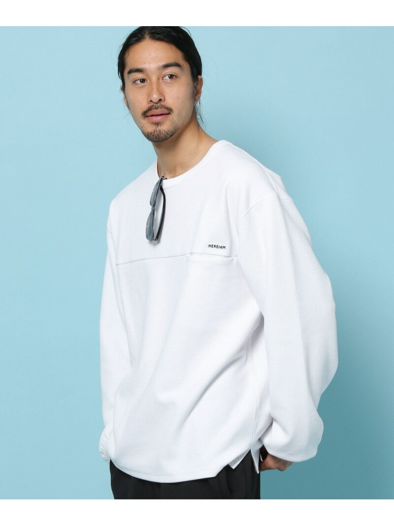 HEREIAM 【HEREIAM MEN】ワッフルロングスリーブ ベイフロー トップス カットソー・Tシャツ ブラック ホワイト【送料無料】