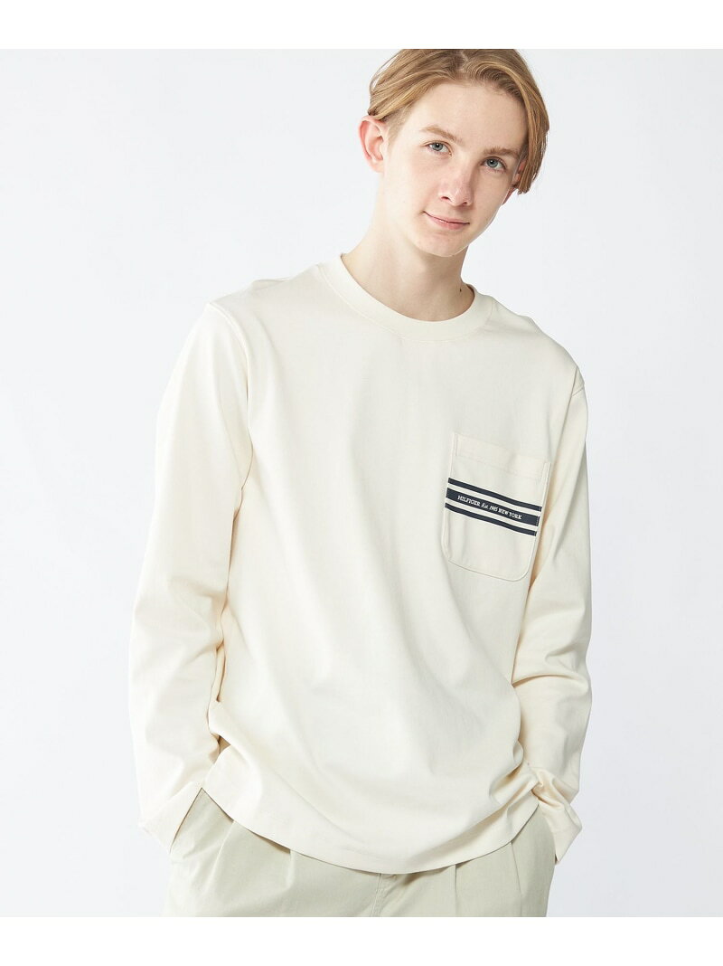 【SALE／40%OFF】TOMMY HILFIGER クルーネックロングスリーブカットソー トミーヒルフィガー トップス カットソー・Tシャツ ホワイト ネイビー【RBA_E】【送料無料】