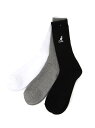 【SALE/5%OFF】KANGOL KANGOL/(M)ワンポイントロゴ フルレングスソックス 3足組 ジーンズメイト 靴下・レッグウェア 靴下 グレー ブラック ホワイト【RBA_E】