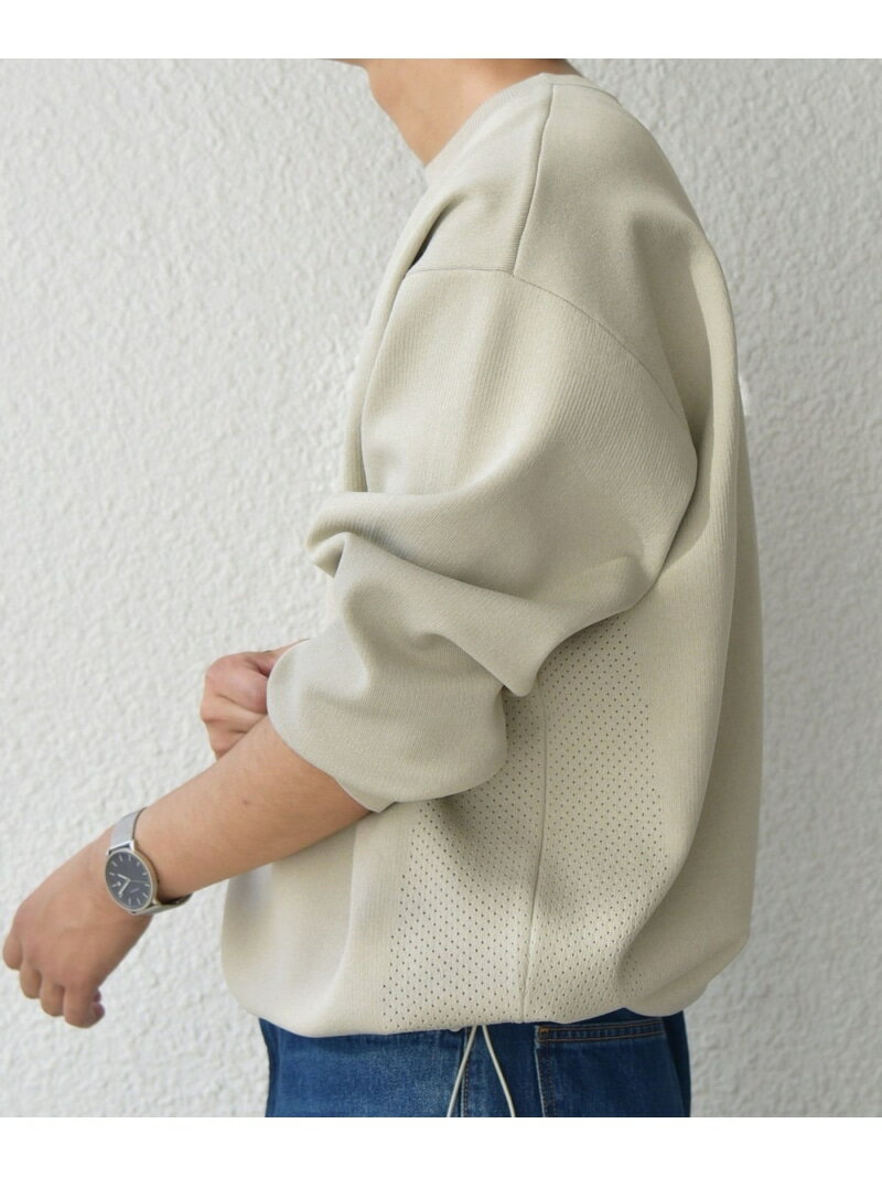 SHIPS any SHIPS any:＜手洗い可能＞メッシュ スピンドル スウェットライク テック ニット◇ シップス トップス スウェット・トレーナー ベージュ グリーン グレー【送料無料】