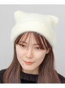 A.M.S. ニット帽 レディース 冬 ニット帽子 ニットキャップ ネコ耳 猫 ねこ シャギー エー.エム.エス. 帽子 ニット帽・ビーニー ブラウン ホワイト...