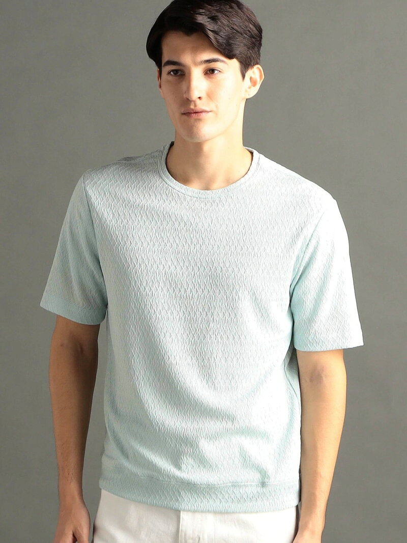 Crew Neck - MONSIEUR NICOLE グラフィックジャカード クルーネックニットTシャツ ニコル トップス ニット グリーン ホワイト ブラック【送料無料】