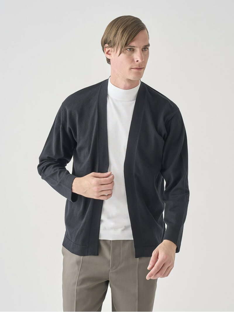 JOHN SMEDLEY ボタンレス長袖カーディガン | S4680 | 24G ジョンスメドレー トップス ニット ブラック【送料無料】