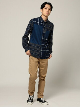 BEAMS MEN BEAMS / インディゴ チェック 切替 シャツ ビームス メン シャツ/ブラウス 長袖シャツ グレー レッド【送料無料】