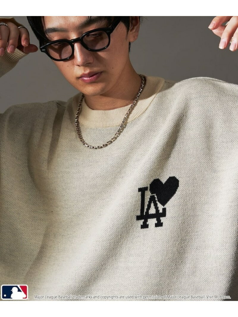【SALE／20%OFF】PUBLUX MLB 別注 ハートロゴジャガードニット【限定展開】 フリークスストア トップス ニット グレー ネイビー ホワイト ブラック【RBA_E】【送料無料】のサムネイル