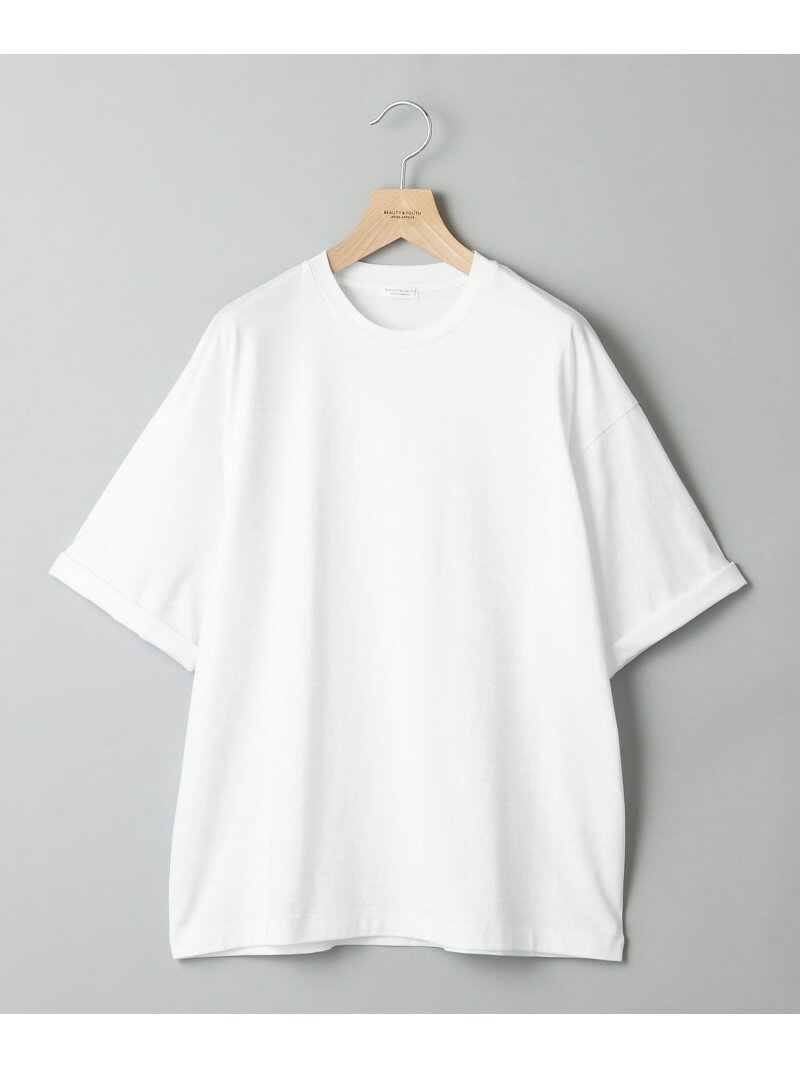 BEAUTY&YOUTH UNITED ARROWS ロールアップ ワイド テーパード Tシャツ -MADE IN JAPAN- ビューティー＆ユース　ユナイテッドアローズ トップス カットソー・Tシャツ ホワイト ブラック グレー ピンク グリーン ブルー