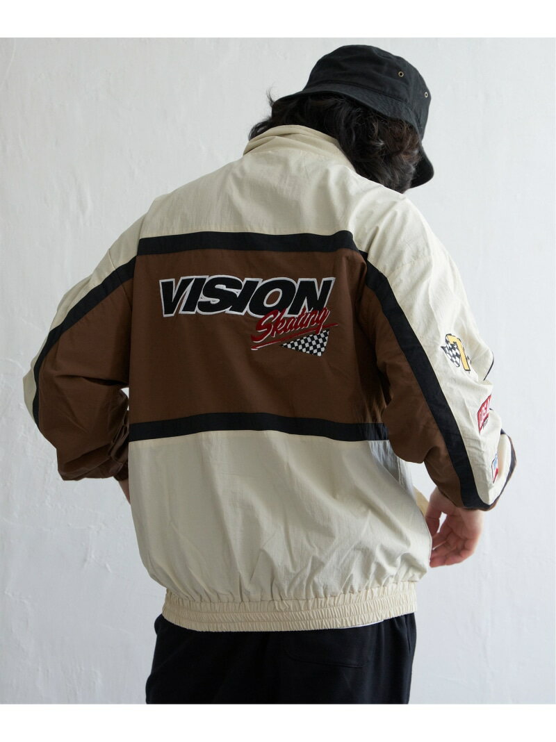 【SALE／20%OFF】VENCE share style 【ユニセックス】VISION STREET WEAR ヴィジョンストリートウェア スタンドレーシングジャケット ヴァンス エクスチェンジ ジャケット・アウター ブルゾン・ジャンパー ホワイト ブラック グリーン【RBA_E】【送料無料】