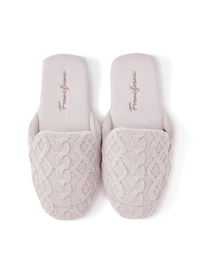 Francfranc ケーブルニット ルームシューズ ライトピンク フランフラン 靴下・レッグウェア その他の靴..