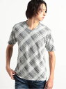 HIDEAWAYS NICOLE ブリスターチェックジャガードVネック半袖Tシャツ ニコル トップス ...