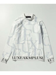 LUXEAKMPLUS LUXEAKMPLUS/(M)LAT-23019 ゴルフ 裾ロゴ総柄モックネックTシャツ シフォン トップス カットソー・Tシャツ ホワイト【送料無料】