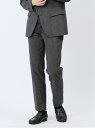 【SALE/50%OFF】TAKA-Q クロスストレッチ裏起毛 スリムフィット ノータックスラックス チェックグレー(セットアップ可能) タカキュー スーツ・フ...