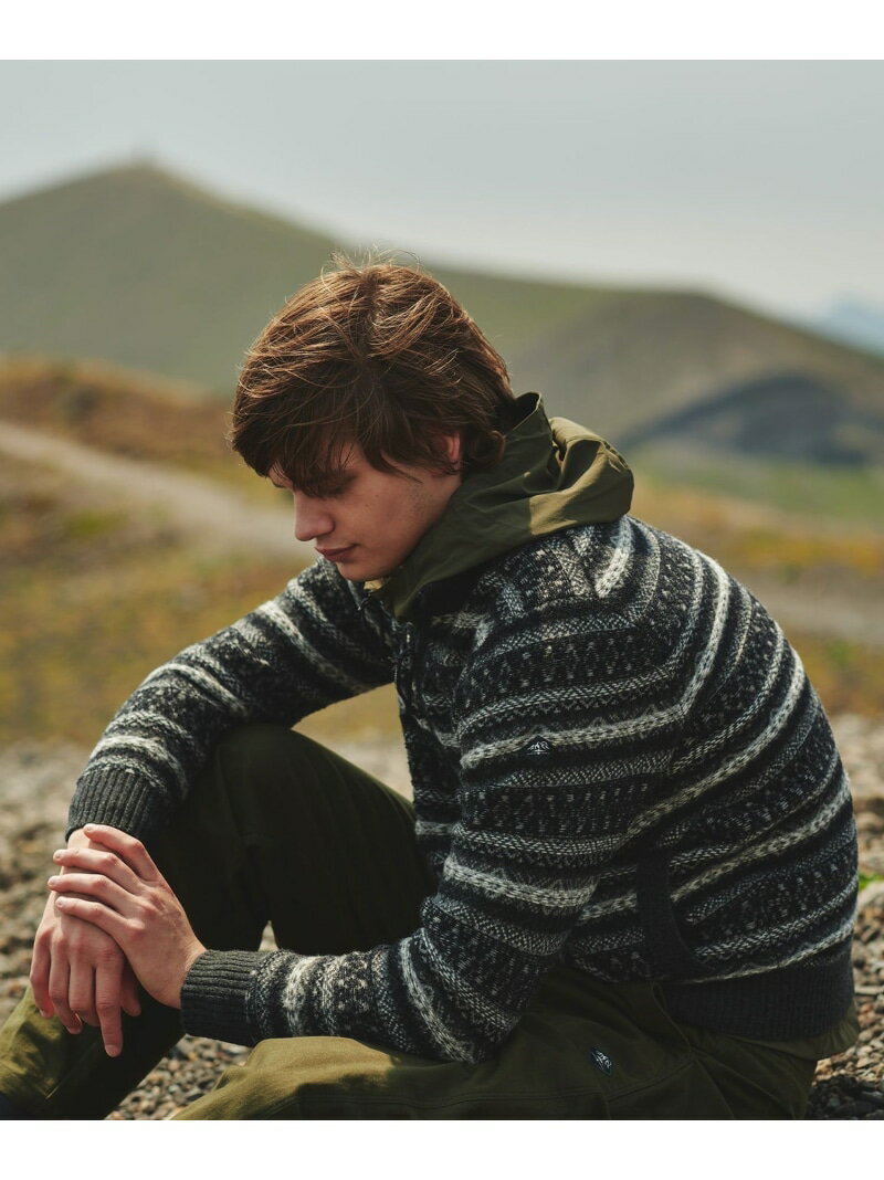 JOSEPH ABBOUD 【軽量/ソフト】ラム×モールジャカード ニットブルゾン ジョセフアブード トップス ニット グレー ホワイト【送料無料】