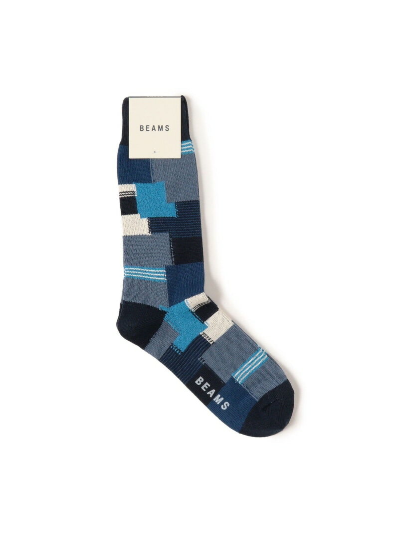 BEAMS パッチワーク ソックス ビームス メン 靴下・レッグウェア 靴下 ホワイト ネイビー ブラック ベ..