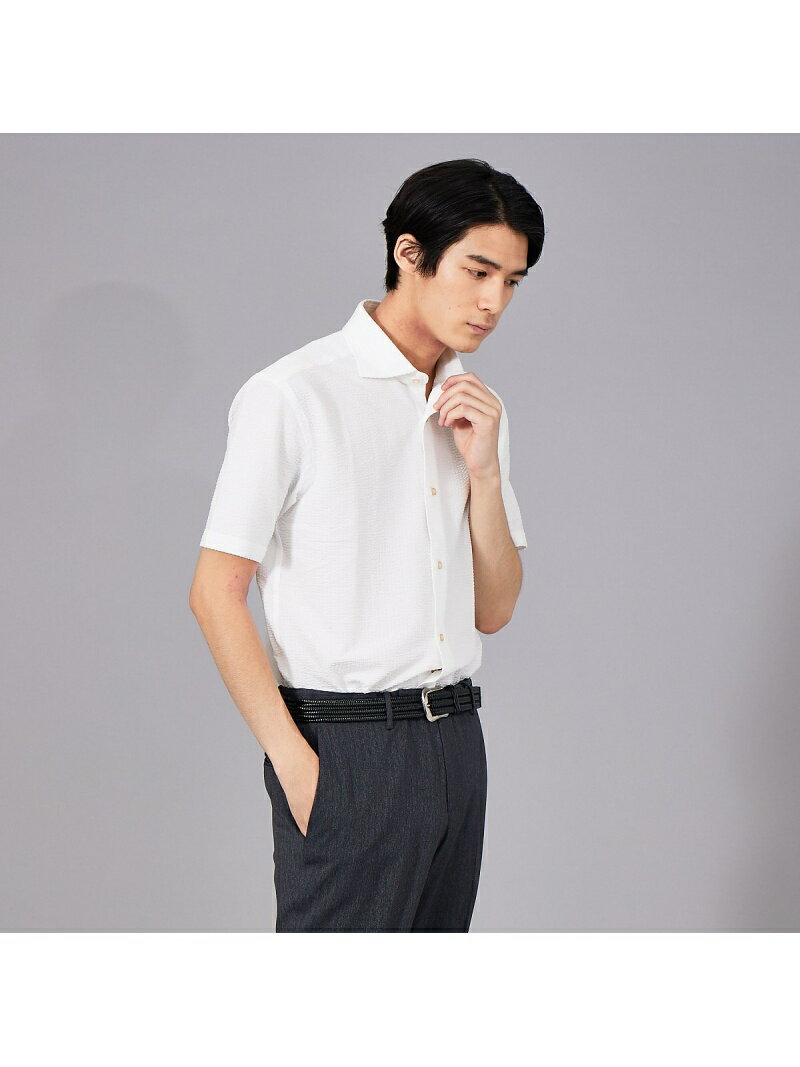 【SALE/50%OFF】ABAHOUSE LASTWORD クールテックス シアサッカー ストライプ 半袖シャツ アバハウス トップス シャツ・ブラウス ネイビー ベージュ ホワイト【RBA_E】【送料無料】