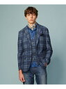JOSEPH ABBOUD 【イタリア素材/軽量/ストレッチ】サマーツィード ジャージー プリント ジャケット ジョセフアブード ジャケット・アウター テーラードジャケット・ブレザー ネイビー【送料無料】