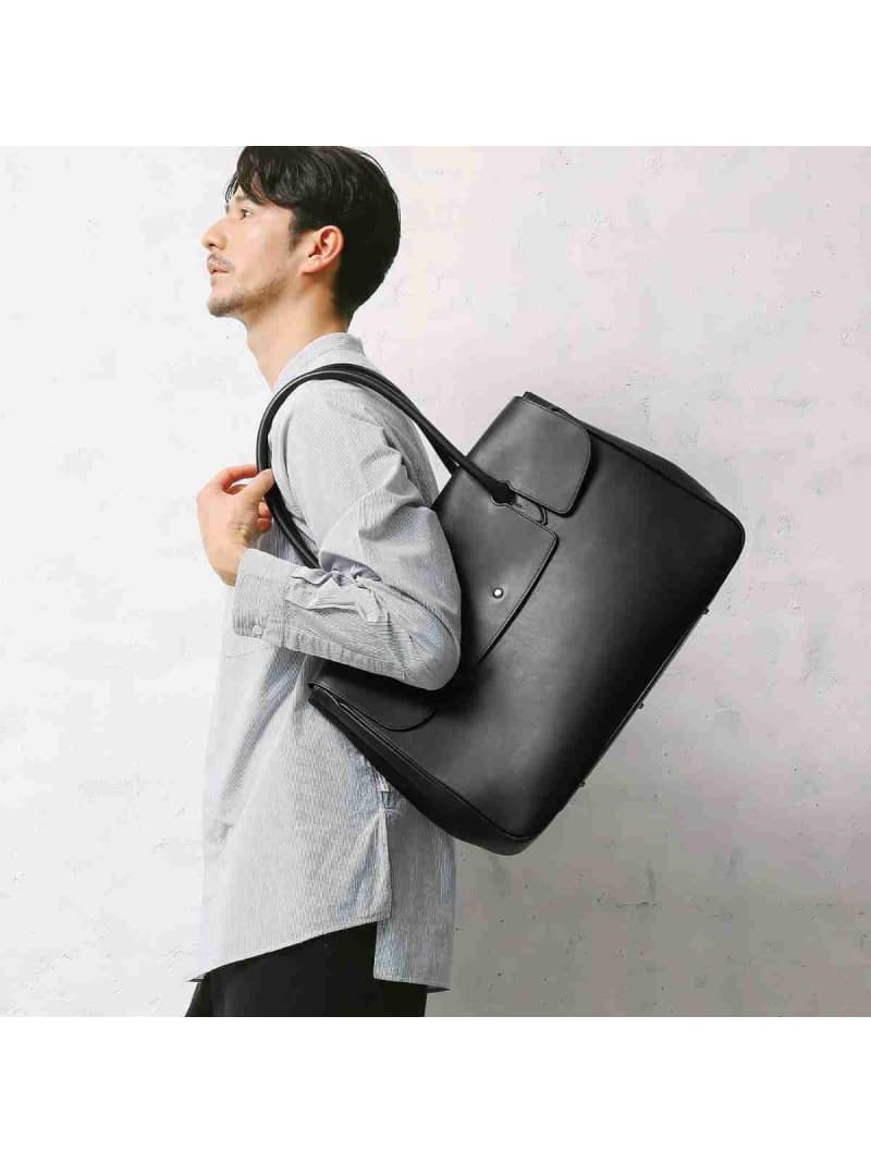 BLUE SINCERE 本革 トート バッグ 大容量 PC14インチ可 自立 撥水 4ポケット ビジネストート ブルーシ..