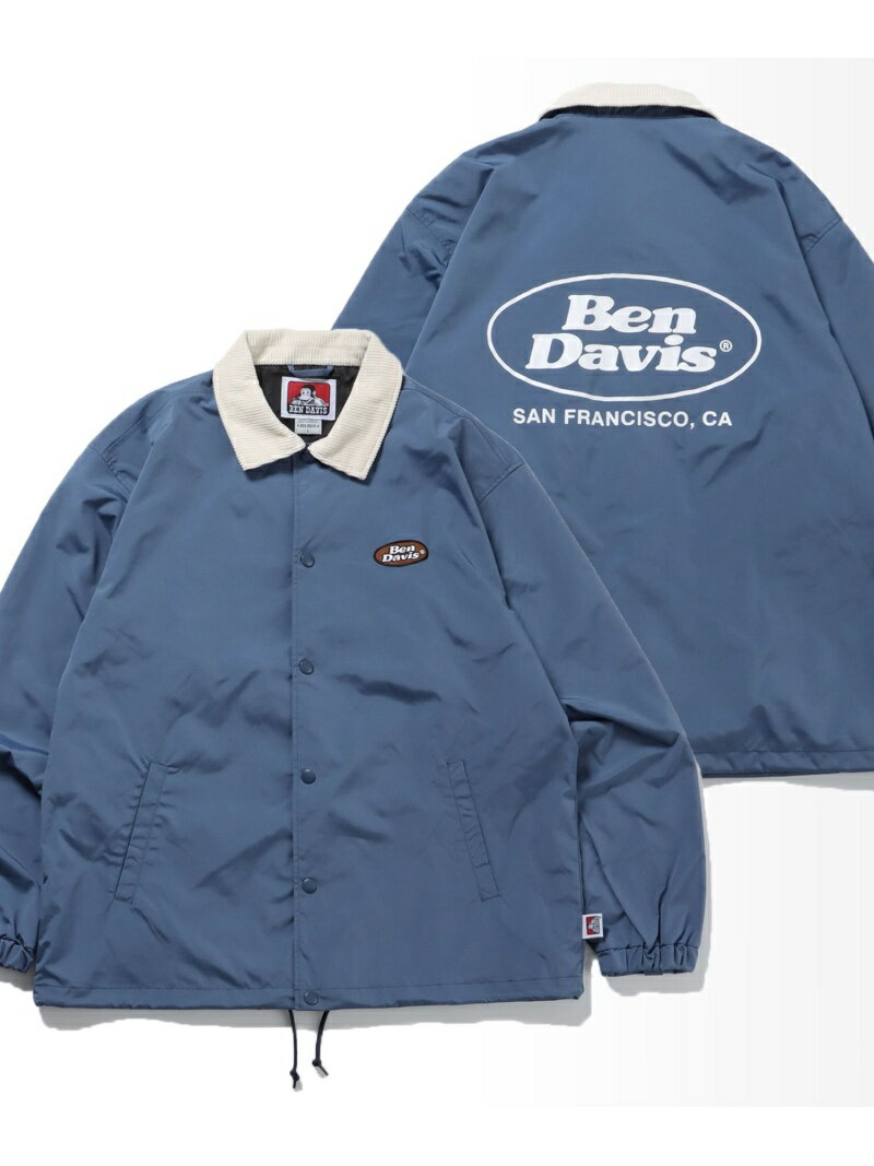 BEN DAVIS / WHITE LABEL 【BEN DAVIS(ベンデイビス)】HUNTER COACHES JACKET / 襟コーデュロイ オーバルロゴ ワッペン コーチジャケット ナバル コート/ジャケット ナイロンジャケット オレンジ 【送料無料】