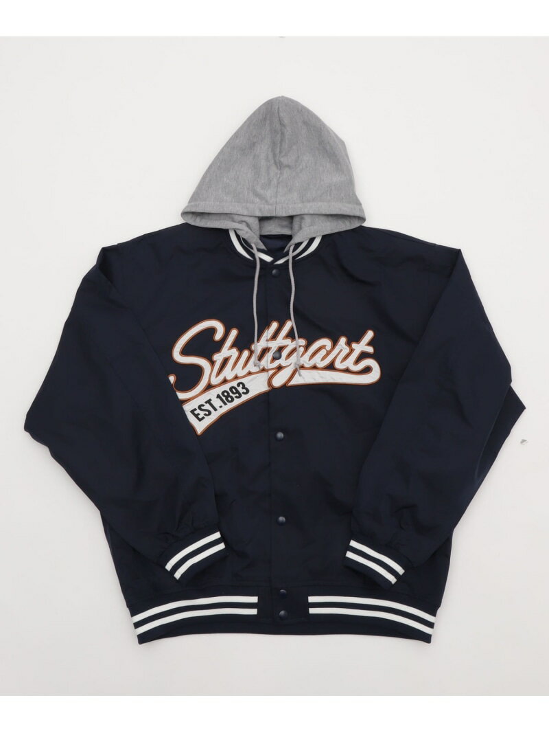 WEGO MEN'S 2WAYフードワッペンスタジャン ウィゴー ジャケット・アウター ナイロンジャケット ネイビー ブラック【送料無料】