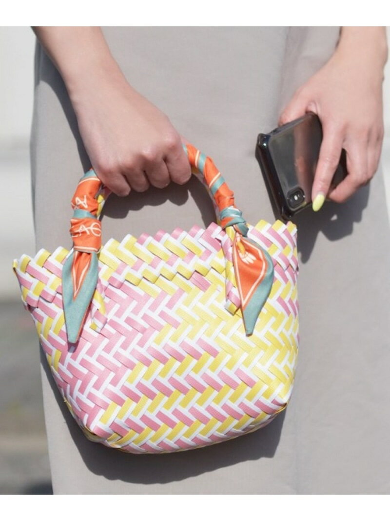 Fun&Daily F&D : スモールリボンカゴバッグ ファンアンドデイリー バッグ かごバッグ ピンク