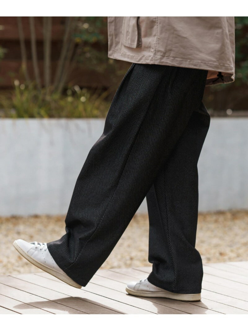 CAMBIO mp13281-Jacquard Denim Two Tuck Wide Straight Pants デニムワイドパンツ カンビオ パンツ その他のパンツ ネイビー ブルー【送料無料】