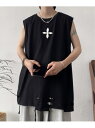 【SALE/67%OFF】NOWLE NOWLE/(M)【NOWLE】ダメージ加工 ブレイク ワンポイント ノースリーブ チェルカ トップス ノースリーブ・タン...
