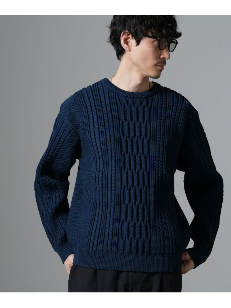 【SALE/50%OFF】NANO universe ケーブルエアーニット ナノユニバース トップス ニット グレー グリーン ブルー ブラック【RBA_E】