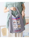 CRAFT STANDARD BOUTIQUE ロックネコ柄パッカブルエコバッグ クラフトスタンダードブティック バッグ トートバッグ グレー ブルー レッド