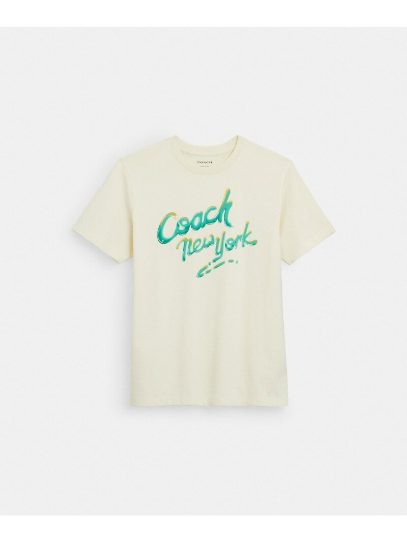 【SALE／62%OFF】COACH OUTLET ニューヨーク Tシャツ コーチ　アウトレット トップス カットソー・Tシャツ ベージュ【RBA_E】【送料無料】