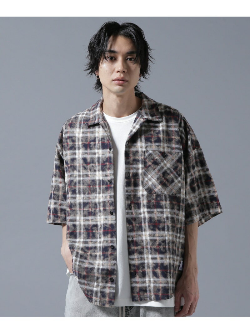 LHP DankeSchon/ダンケシェーン/BLEACH CHECK OPEN COLLER SHIRTS エルエイチピー トップス シャツ・ブラウス グリーン ブラック ベージュ【送料無料】