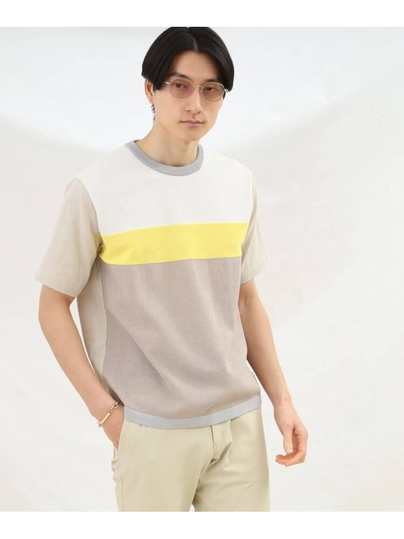 【SALE／20%OFF】TAKEO KIKUCHI 和紙 ニット コンビ Tシャツ タケオキクチ トップス カットソー・Tシャツ ホワイト ネイビー【RBA_E】【送料無料】のサムネイル