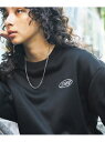 【SALE/38%OFF】THE CASUAL オーバーサイズ袖ラインワンポイント刺繍スウェット カジュアル トップス スウェット・トレーナー ブラック グレー...
