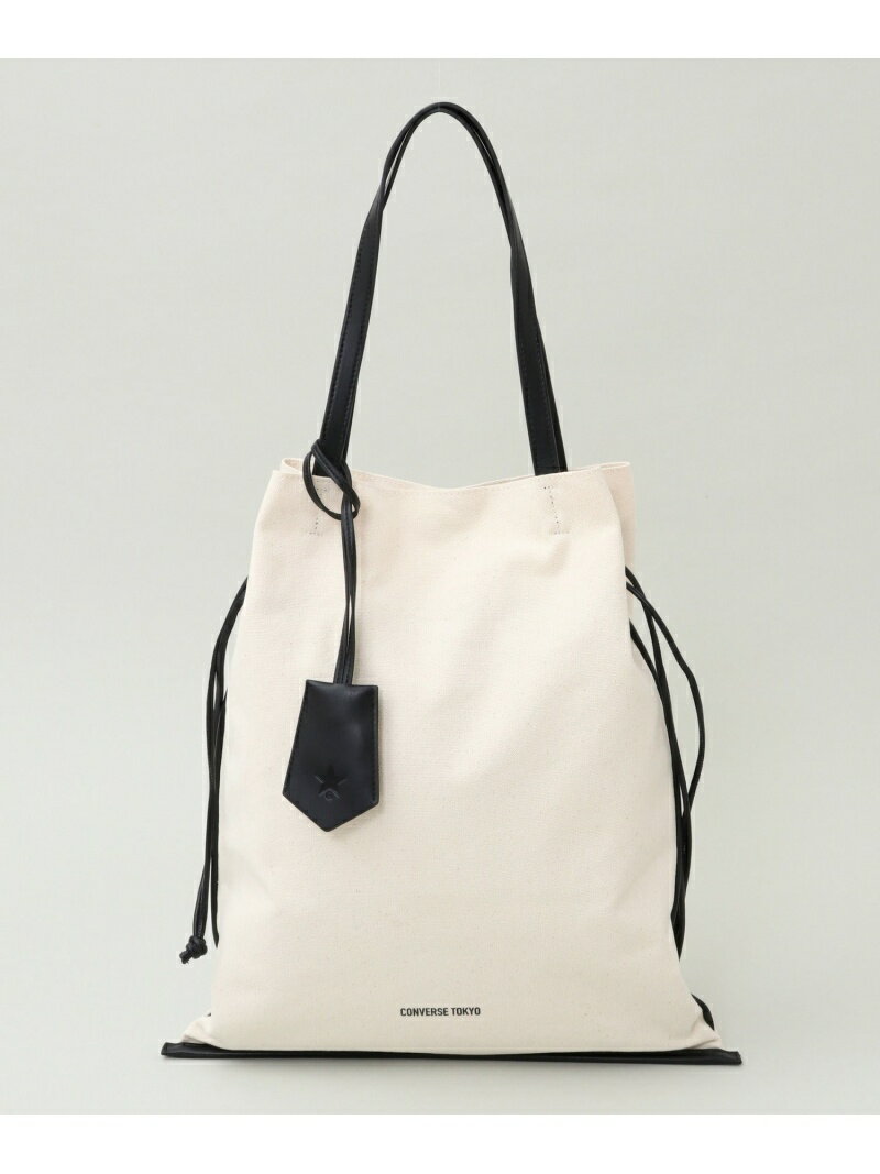 CONVERSE TOKYO CANVAS GATHERED TOTE BAG コンバーストウキョウ バッグ トートバッグ ブラック カーキ ベージュ