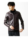 MK MICHEL KLEIN homme LAMB LEATHER スタンドカラーブルゾン ミッシェルクランオム ジャケット・アウター その他のジャケット・アウター ブラック パープル【送料無料】