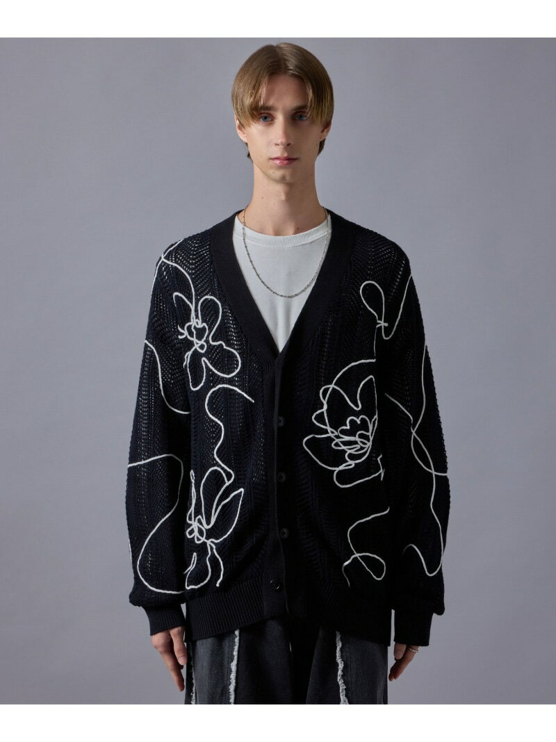 【SALE/50%OFF】JUNRED コードフラワールーズカーディガン ジュンレッド トップス カーディガン ブルー グレー ブラック【RBA_E】【送料無料】