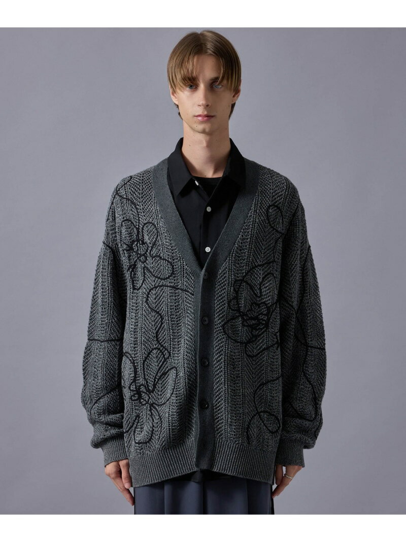 【SALE／50%OFF】JUNRED コードフラワールーズカーディガン ジュンレッド トップス カーディガン ブルー グレー ブラック【RBA_E】【送料無料】