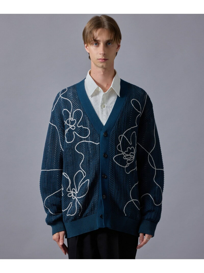 【SALE／50%OFF】JUNRED コードフラワールーズカーディガン ジュンレッド トップス カーディガン ブルー グレー ブラック【RBA_E】【送料無料】