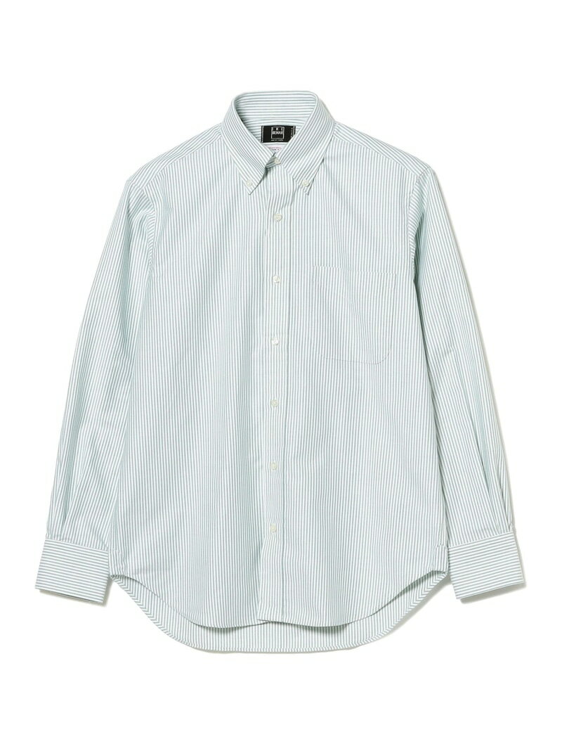 BEAMS PLUS IKE BEHAR / Oxford Stripe Button Down Shirt r[X  gbvX VcEuEX O[ CG[yz