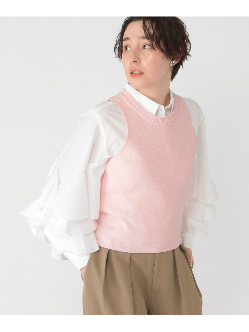 daily CLIP 【daily CLIP】コンパクトニットベスト スタディオクリップ トップス ベスト・ジレ ピンク ..