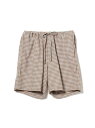 BEAMS PLUS ts(s) / Gingham Plaid Cotton Polyester Stretch Cloth Drawstring Shorts r[X  pc ̑̃pc uEyz