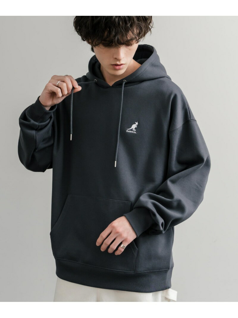 KANGOL KANGOL カンゴール 別注コラボオーバーサイズ裏起毛ロゴ刺繍プルパーカー ロッキーモンロー ト..