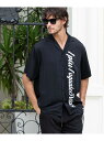 【SALE/50%OFF】1PIU1UGUALE3 RELAX (M)1PIU1UGUALE3 RELAX/USH-24012 縦ロゴアロハシャツ シフォン トップス シャツ・ブラウス ブラック ホワイト【RBA_E】【送料無料】