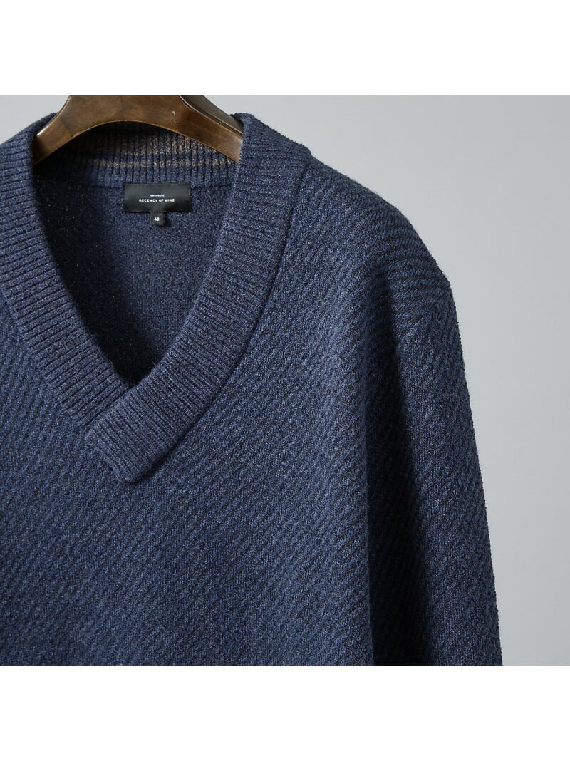 【SALE／30%OFF】ABAHOUSE LASTWORD ツイル柄 ブークレーVネックニット アバハウス トップス ニット ネイビー グレー【RBA_E】【送料無料】