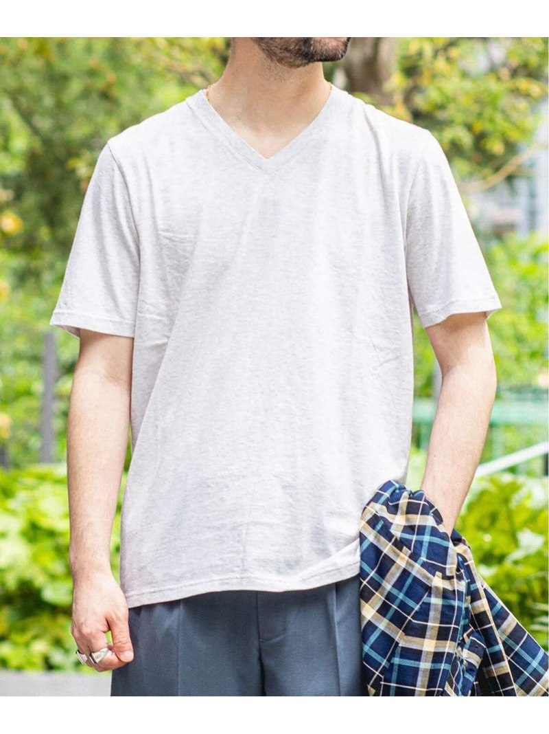 EDIFICE Izmir Cotton Vネック エディフィス カットソー Tシャツ ホワイト ブラウン ネイビー【送料無料】